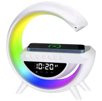 G Lamp Speaker - 3-in-1 Bluetooth Speaker with Fast Wireless Charging, RGB Light, and Sunrise Alarm Clock for Bedroom & Bedside Table (1 Pc)