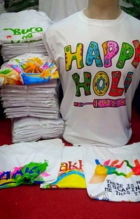 Happy Holi Tshirt Set Of 2 Cotton 