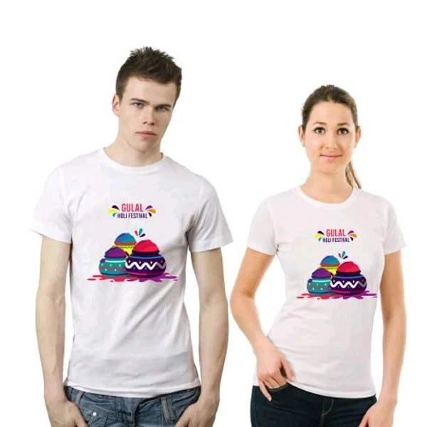 Happy Holi Tshirt Set Of 2 Cotton 