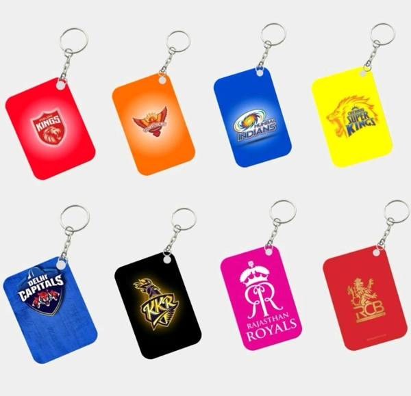 Indian premier liege Cricket Teams Wooden keychain 8pcs Key Chain