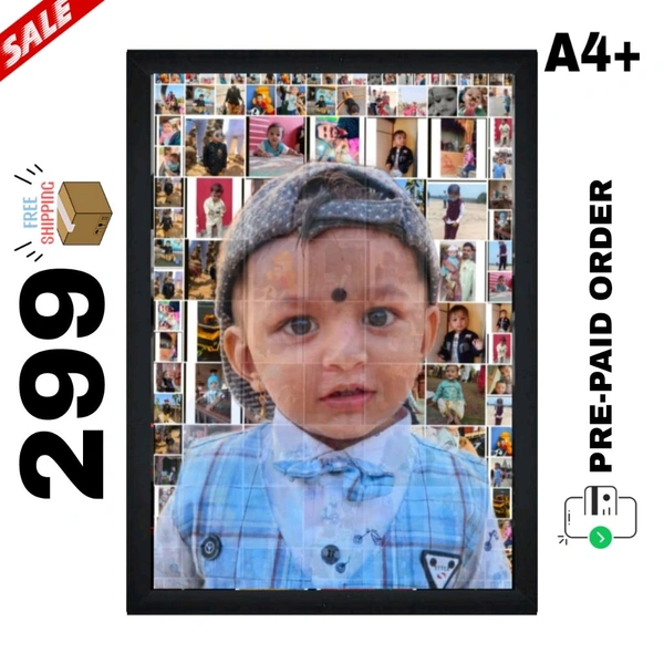 🖼️ A4+ Mosaic Photo Frame – Create a Big Picture with Small Moments!
🧩 Made from 40+ Mini Photos Forming One Master Image