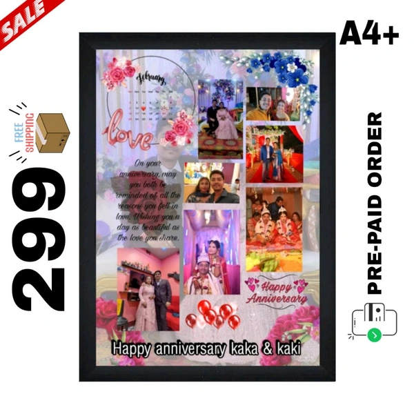 💖 A4+ Personalized Anniversary Photo Frame
🎉 Celebrate Love with a Beautiful Photo Collage