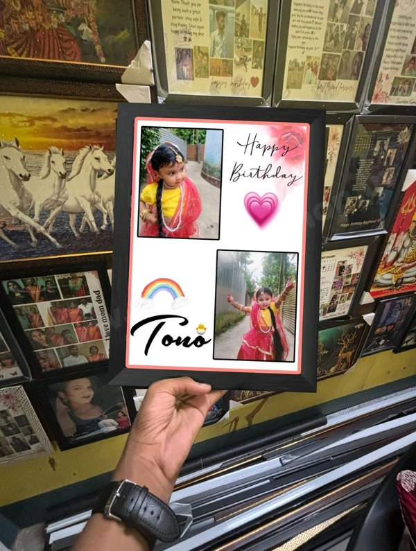 A4 Size Customized Photo Frame | Personalized Collage Gift - Black
