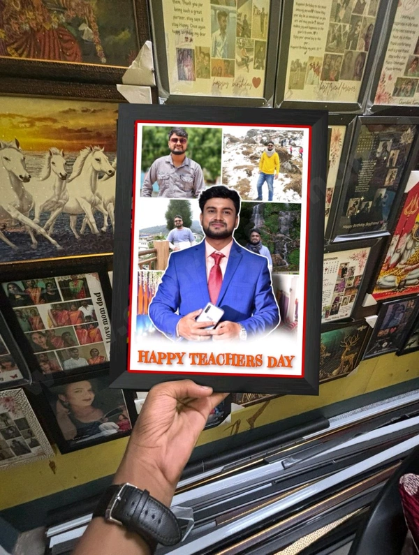 A4 Size Customized Photo Frame |Teachers Day Special  - Black