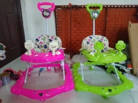 *Smart Musical Round Toddler Baby Walker with Comfy 3-in-1 Height Adjustable Activity with Light and Musical Toy Bar and Ultra Soft Seat for Kids with Parent Handle - Green, Free