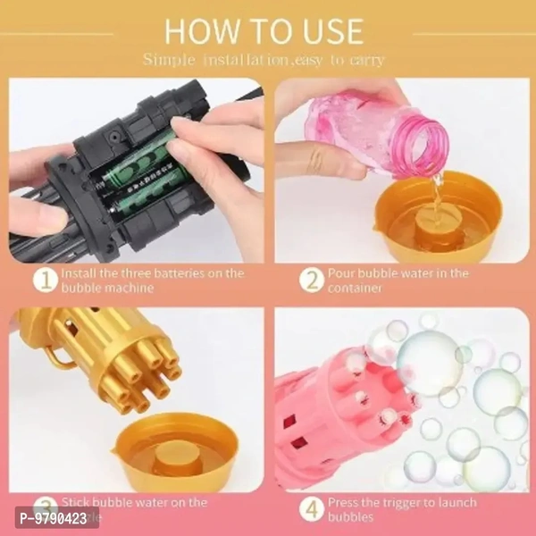 🇮🇳*New Bubble Machine Gun Bubbles For Kids Cool Toys Gift Electric Bubble Gun And Toy Gun Outside, 8 Hole Huge Automatic Bubble Maker For 😍Boys And Girls🥰 - Black