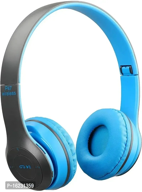 New P47 Wireless Bluetooth Over-Ear Headphones  Features:  Noise Cancelling  - Royal Blue
