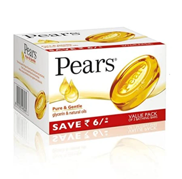 Pears Moisturising Bathing Bar Soap with Glycerin Pure & Gentle: 3x125 gms