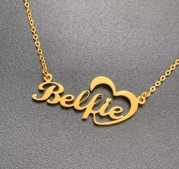 Gold Plated Heart Name