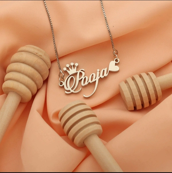 Crown & Heart Style Name Necklace ? Silver