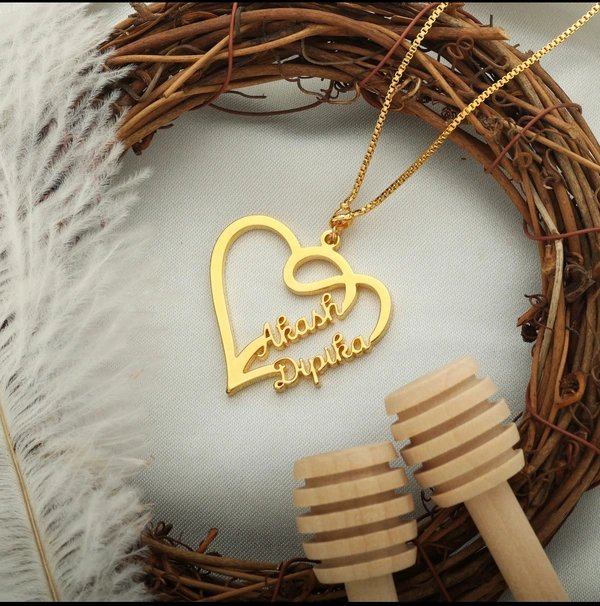 Special Love Style Couple Name Necklace ? Gold