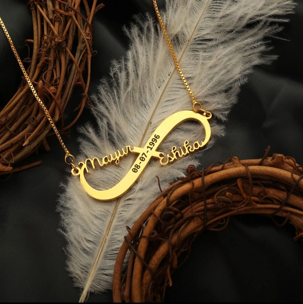 Infinity Style With Engraving Couple Name Necklace ? Gold