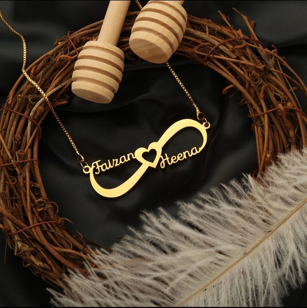 nfinity Heart Style Couple Name Necklace ? Gold