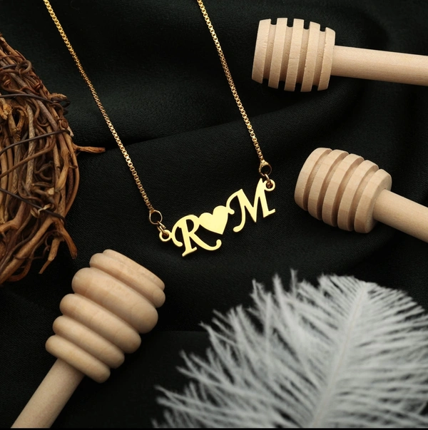 Letter Style Couple Name Necklace ? Gold