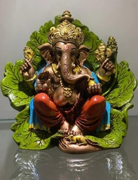 Lord Ganesha On Leaf Patra