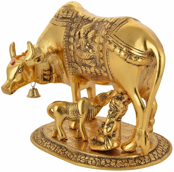 Kamdhenu Cow Metal Gold Plated - Gold