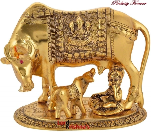 Kamdhenu Cow Metal Gold Plated - Gold