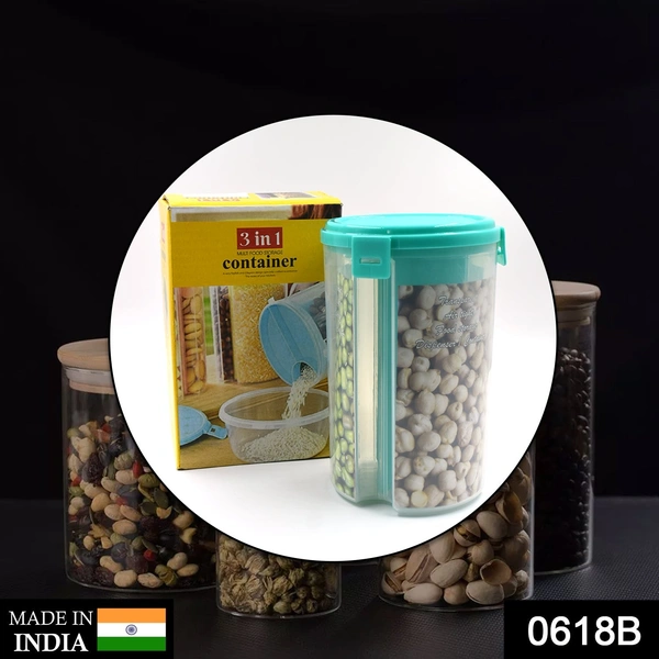Deo Dap 0618B 3 in 1 Transparent Air Tight Storage Dispenser Container (With Color Box) - 700
