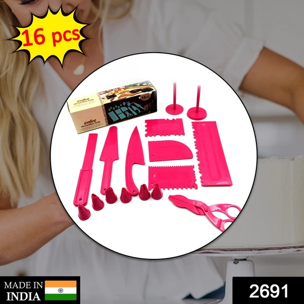 Deo Dap 2691 16 Pc Cake Decor Tools used while making of cakes and pastries in all kinds of places like household and bakery etc. - 317
