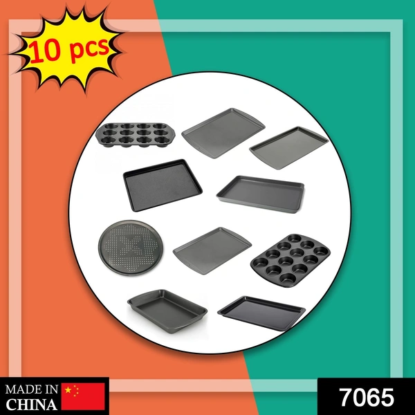 Deo Dap 7065 Random Shape Non-Stick and Microwave Safe Bakeware Set (Pack of 10Pcs) - 6000