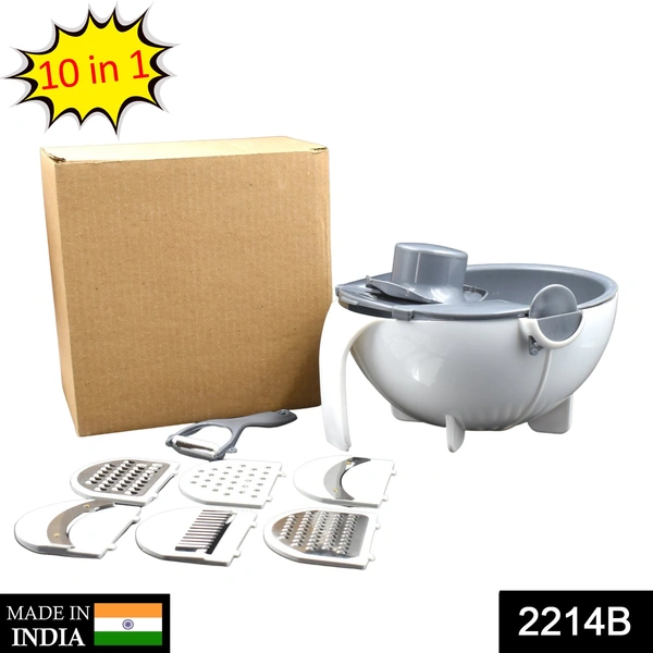 Deo Dap 2214B Multifunctional Vegetable Fruits Cutter Shredder with Rotating Drain Basket (Brown Box) - 1666