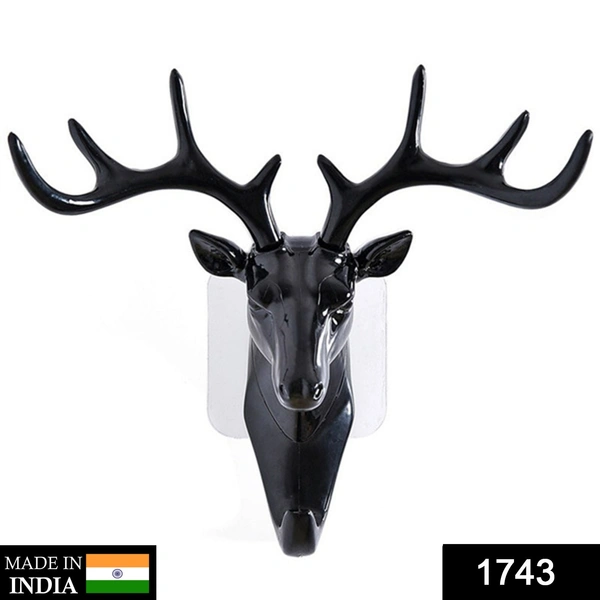 Shubh Luxmi 1743 Deer Head Self Adhesive Wall Door Hook Hanger
