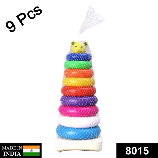Shubh Luxmi 8015 Plastic Baby Kids Teddy Stacking Ring Jumbo Stack Up Educational Toy 9pc