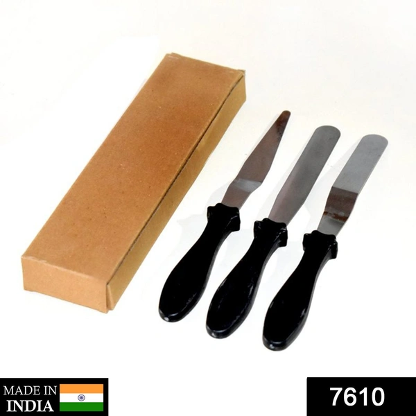 Shubh Luxmi 7610 3-in-1 Multi-Function Stainless Steel Cake Icing Spatula Knife Set