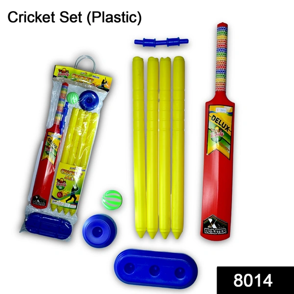 Shubh Luxmi 8014 Plastic Cricket Set with Stump,Ball and Bat Kit