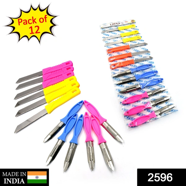Shubh Luxmi 2596 Colorfull Peeler knife Combo For Home & Kitchen (Pack Of 12)