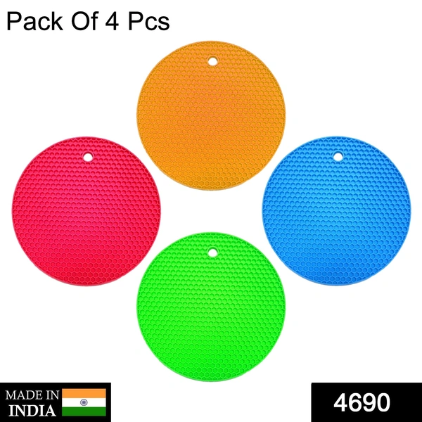 Shubh Luxmi 4690 Silicone Anti Slip Food Grade Round Coasters Trivets Mat Pads