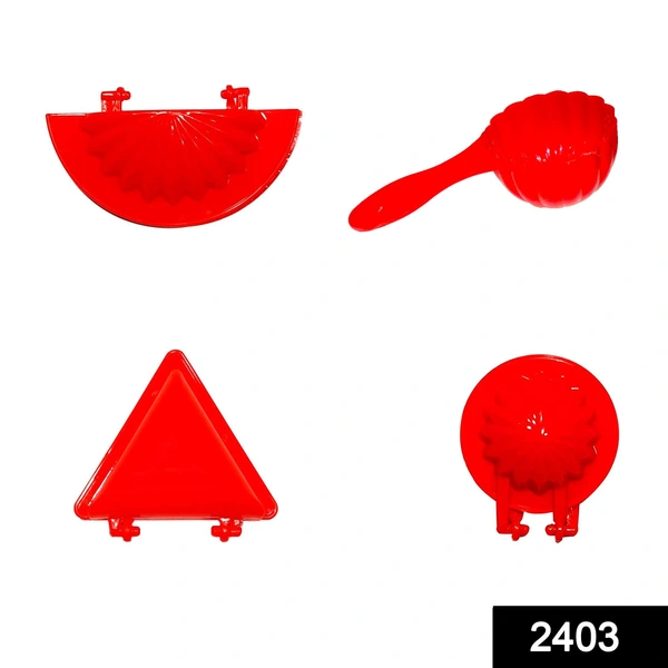 Shubh Luxmi 2403 4 Pcs Plastic Red Kitchen Tool Mould Dough Press