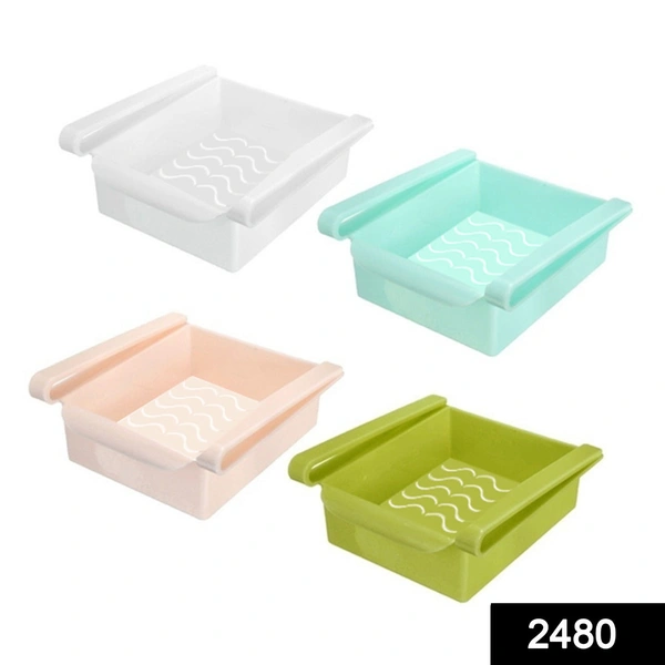 Shubh Luxmi 2480 Fridge Space Saver Organizer Slide Storage Racks Shelf (4 pcs)
