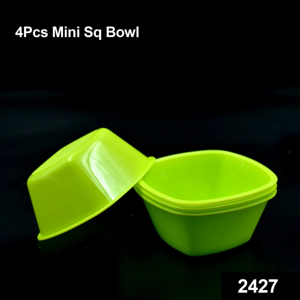 Shubh Luxmi 2427 Square Plastic Bowl For Serving Food (Pack of 4)