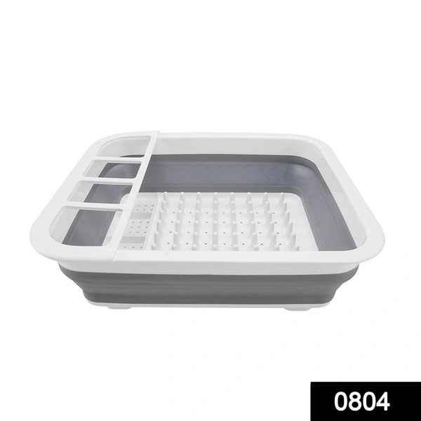 Shubh Luxmi 0804 Collapsible Folding Silicone Dish Drying Drainer Rack with Spoon Fork Knife Storage Holder