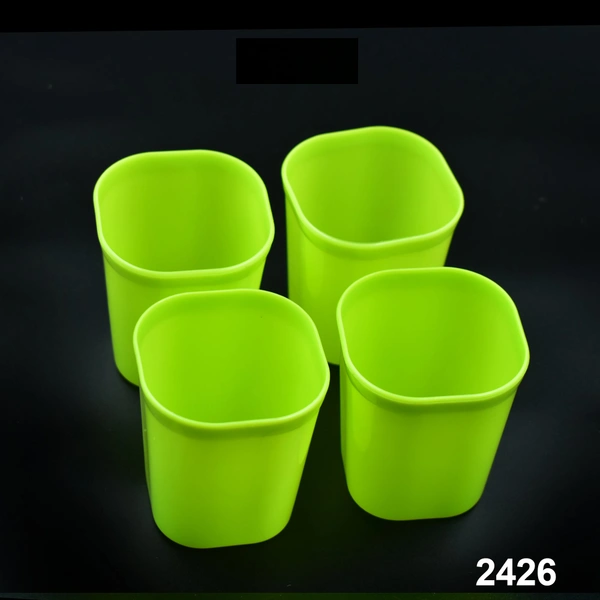 Shubh Luxmi 2426 Plastic Drinking Glass Set For Drinking Milk Water Juice (Pack of 4)