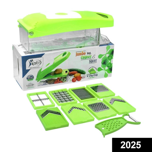 Shubh Luxmi 2025 Maitri Plastic 12-in-1 Jumbo Manual Vegetable Grater, Chipser and Slicer