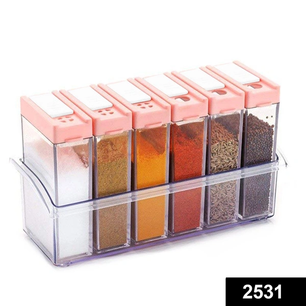 Shubh Luxmi 2531 Spice Jar Easy Flow Storage  Storage (6 Pcs Set) (Loose)