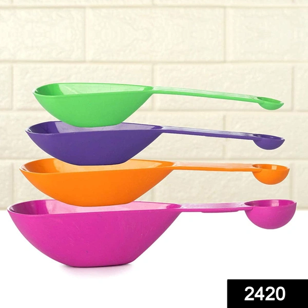 Shubh Luxmi 2420 Plastic Double Side Measuring Cups and Spoons for Kitchen (Pack of 4)