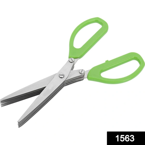 Shubh Luxmi 1563 Multifunction Vegetable Stainless Steel Herbs Scissor with 5 Blades