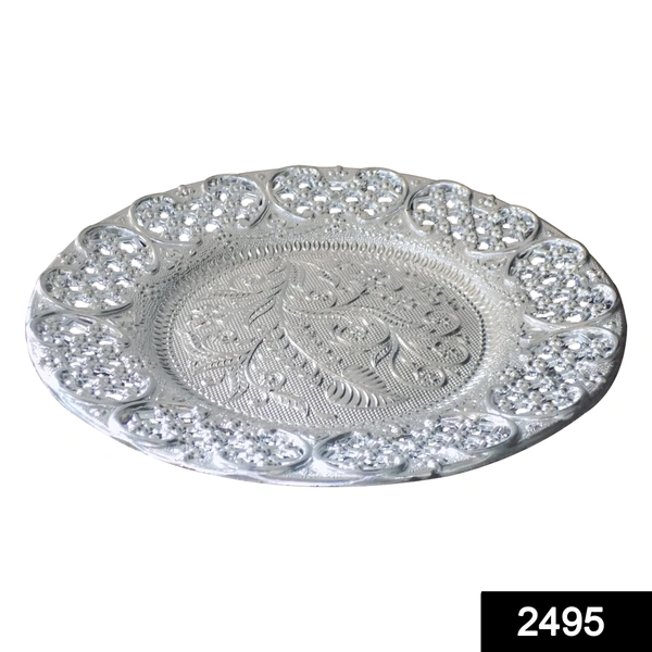Shubh Luxmi 2495-silver-plated-swastik-pooja-thali-set-glossy-puja-thali