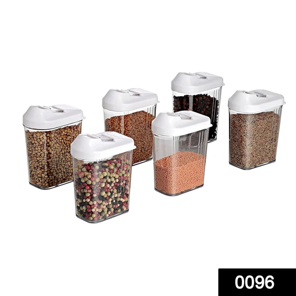 Shubh Luxmi 0096 Plastic Easy Flow Storage Jar with Lid (750ml, Set of 6)