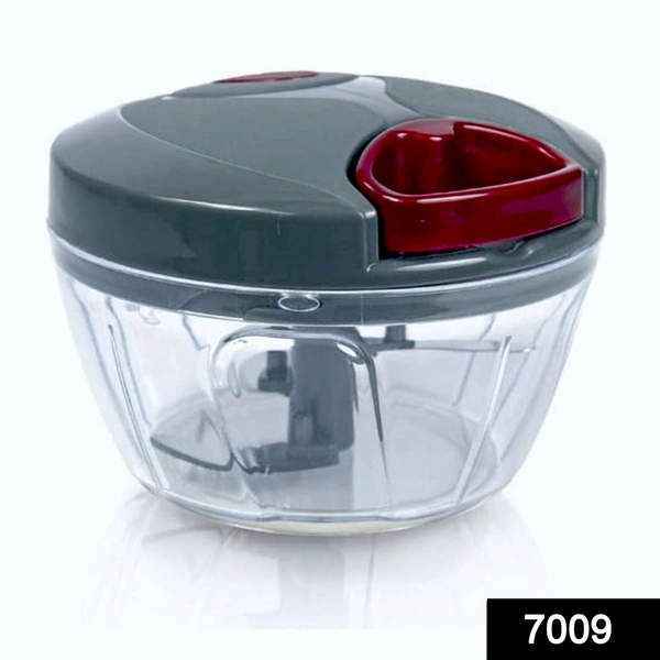 Shubh Luxmi 7009 Multipurpose Manual Hand Held Vegetable Chopper, Cutter, Slicer with Storage Lid - 400 ml (Grey Color)
