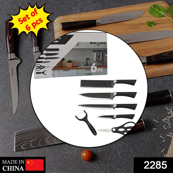 Shubh Luxmi 2285 Stainless Steel Knife Set With Chef Peeler And Scissor (6 Pieces)