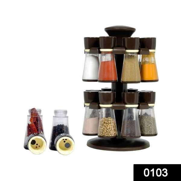 Shubh Luxmi 0103 Revolving Plastic Spice Rack  (16 Pcs)