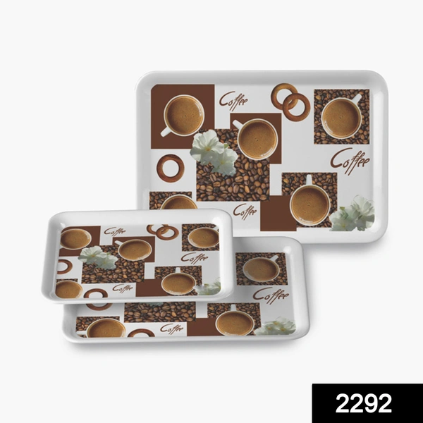 Shubh Luxmi 2292 Serving Tray Set  (Pack of 3 Pcs) (Small, Medium, Large) (Multicolour)