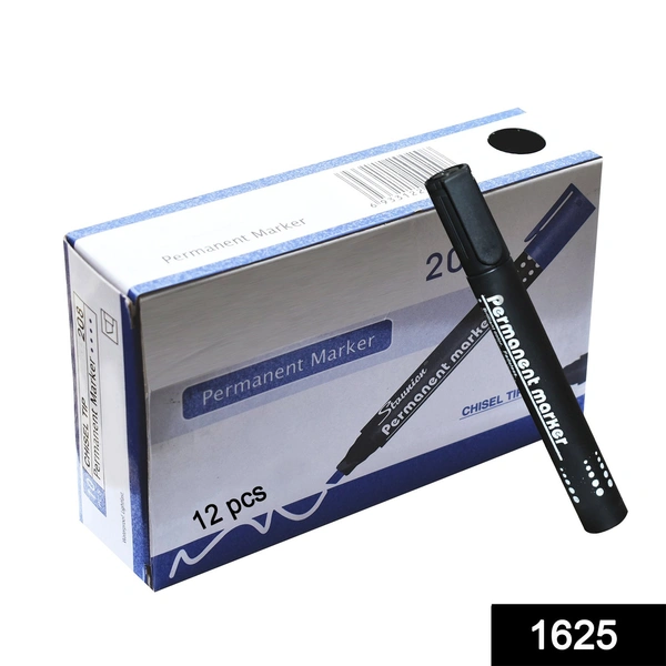 Shubh Luxmi 1625 Black Permanent Markers for White Board (Pack of 12)