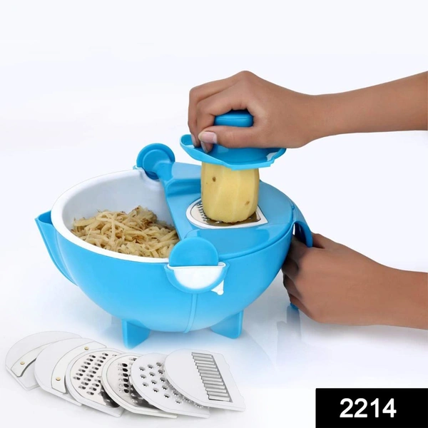 Shubh Luxmi 2214 Multifunctional Vegetable Fruits Cutter Shredder with Rotating Drain Basket