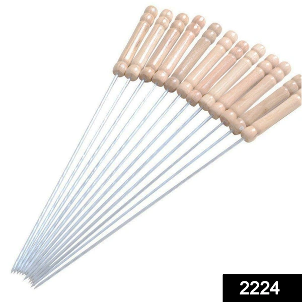 Shubh Luxmi 2224 BBQ Tandoor Skewers Grill Sticks for Barbecue (Pack of 12)