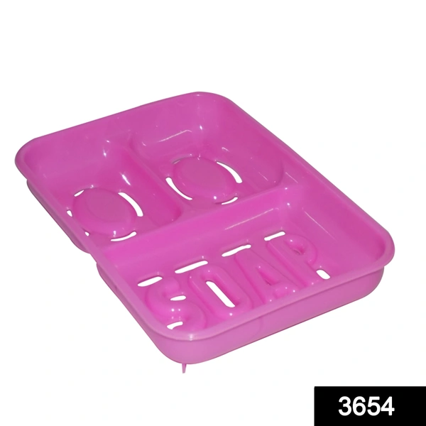 Shubh Luxmi 3654 3 in 1 Plastic Soap Box for Bathroom and Sink Organizer (Multicolour)